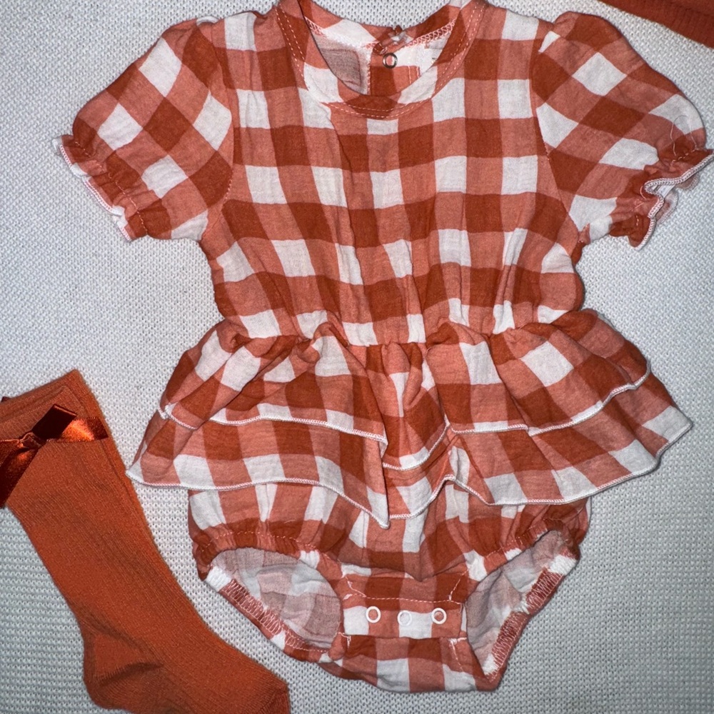 Orange Plaid outfit set